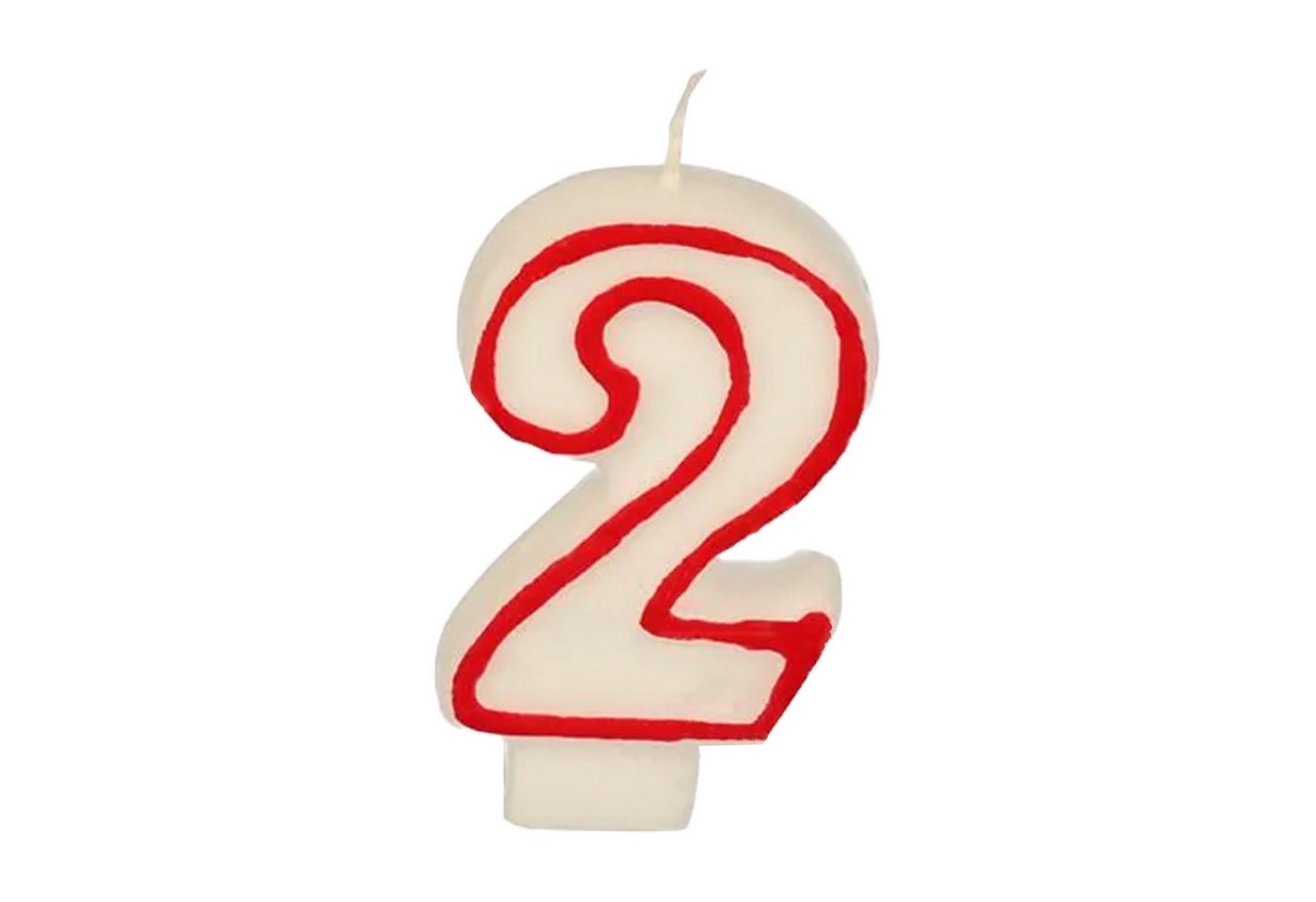 PAPSTAR Geburtstagskerze Zahlenkerze 7,3 cm weiß "2" mit rotem Rand (Stück, 1-tlg., Zahlenkerze), Geburtstagskerze Geburtstagstorte Tortendekoration Kuchendekoration von PAPSTAR