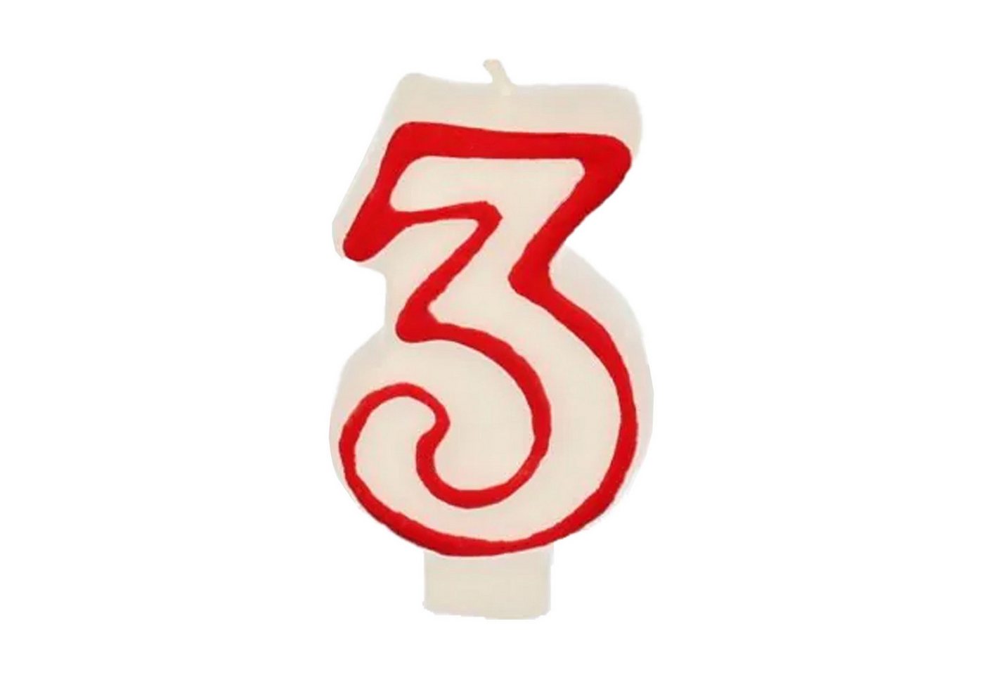 PAPSTAR Geburtstagskerze Zahlenkerze 7,3 cm weiß "3" mit rotem Rand (Stück, 1-tlg., Zahlenkerze), Geburtstagskerze Geburtstagstorte Tortendekoration Kuchendekoration von PAPSTAR
