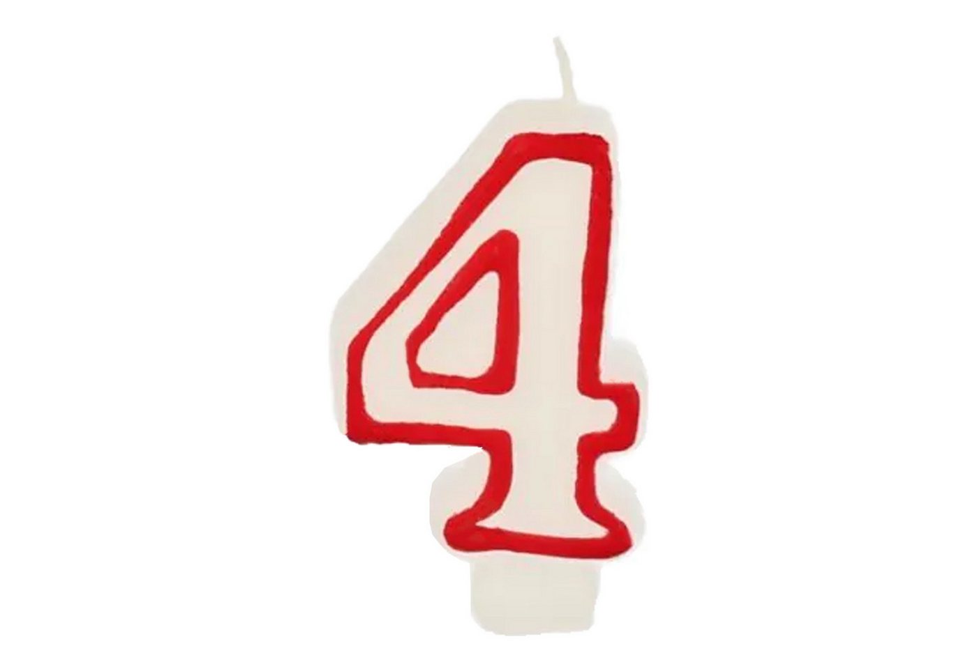 PAPSTAR Geburtstagskerze Zahlenkerze 7,3 cm weiß "4" mit rotem Rand (Stück, 1-tlg., Zahlenkerze), Geburtstagskerze Geburtstagstorte Tortendekoration Kuchendekoration von PAPSTAR