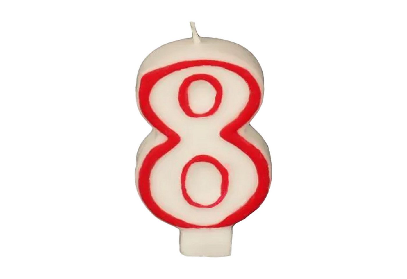 PAPSTAR Geburtstagskerze Zahlenkerze 7,3 cm weiß "8" mit rotem Rand (Stück, 1-tlg., Zahlenkerze), Geburtstagskerze Geburtstagstorte Tortendekoration Kuchendekoration von PAPSTAR