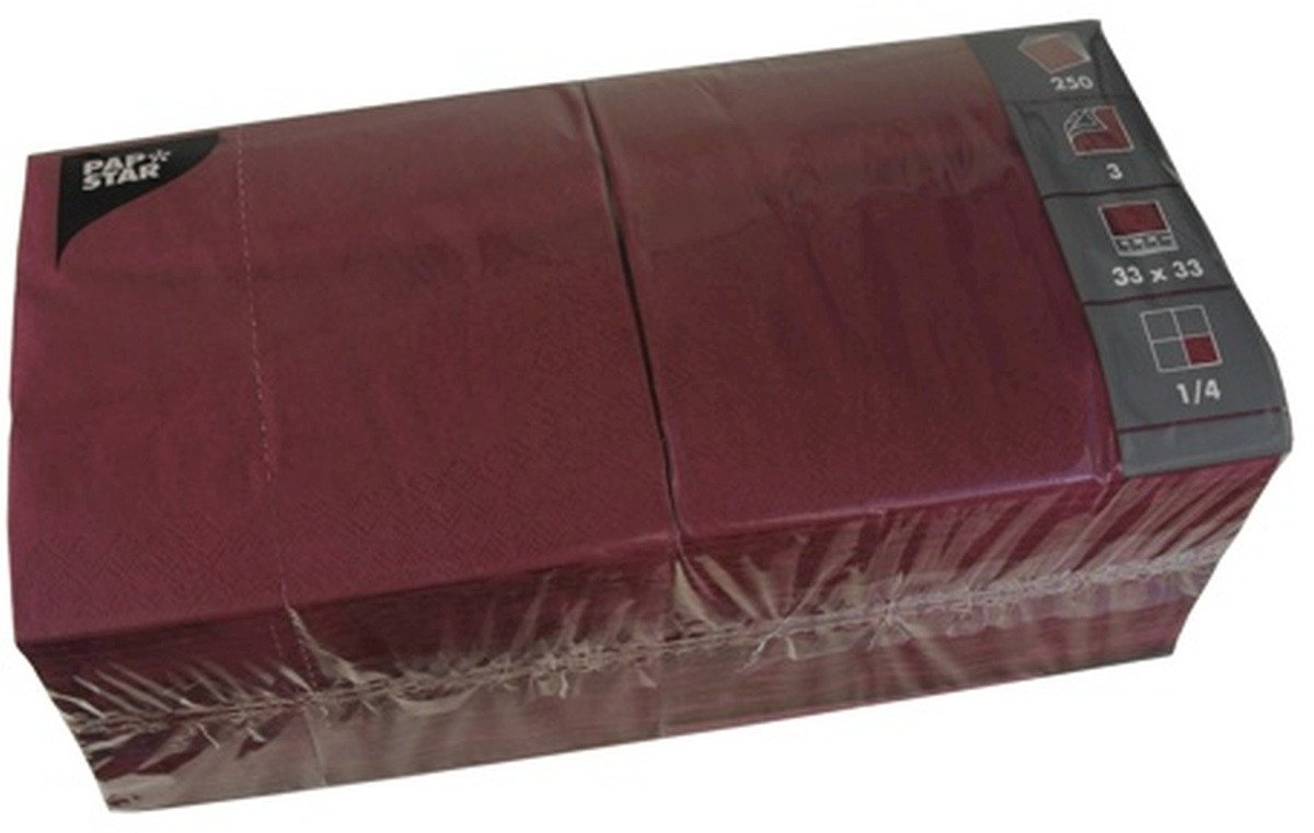 PAPSTAR Geschirr-Set Servietten 33x33cm 3-lagig 1/4-Falz VE=250 Stück bordeaux PAPSTAR Geschirr-Set Servietten 33x33cm 3-lagig 1/4-Falz VE=250 Stück bordeaux von PAPSTAR