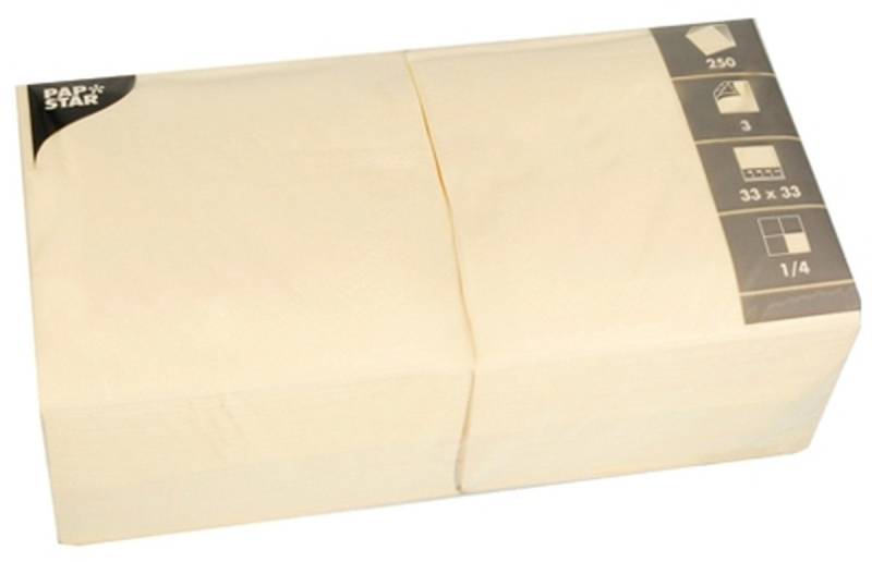 PAPSTAR Geschirr-Set Servietten 33x33cm 3-lagig 1/4-Falz VE=250 Stück creme (4 Stück) PAPSTAR Geschirr-Set Servietten 33x33cm 3-lagig 1/4-Falz VE=250 Stück creme (4 Stück) von PAPSTAR