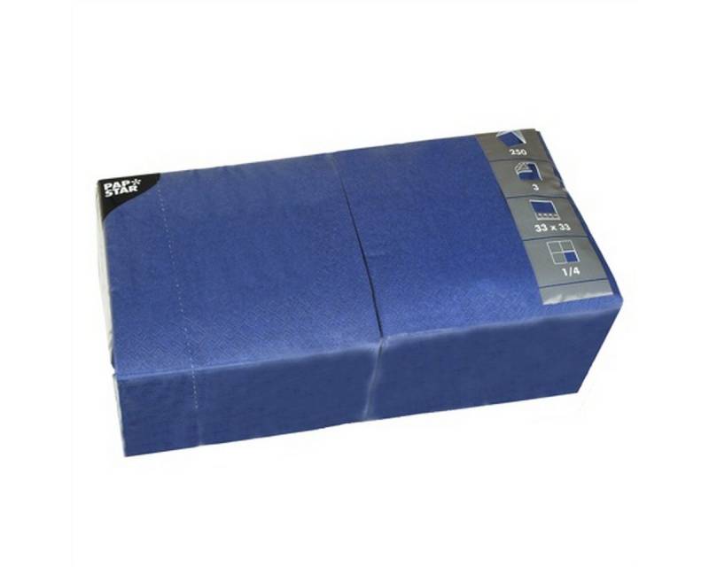 PAPSTAR Geschirr-Set Servietten 33x33cm 3-lagig 1/4-Falz VE=250 Stück dunkelblau von PAPSTAR