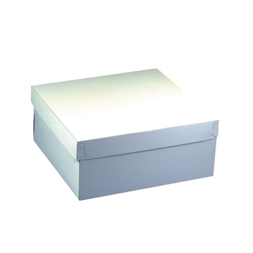 PAPSTAR Karton = 5x10 Tortenkartons, mit Deckel, Pappe eckig 30 cm x 30 cm x 13 cm Weiss 18857 von PAPSTAR
