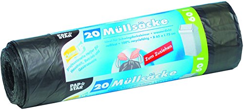 PAPSTAR Müllsack, LDPE, 0,022 mm, 60 l, 650 x 750 mm, grau (20 Stück), Sie erhalten 1 Rolle á 20 Stück von PAPSTAR