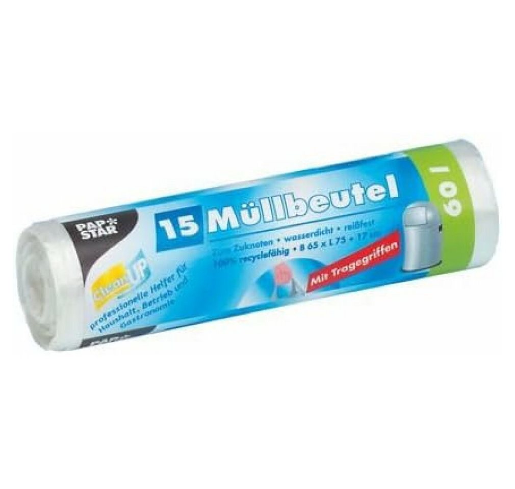 PAPSTAR Papierkorb Müllbeutel 60,0 l transparent 12,0 my, 15 St. PAPSTAR Papierkorb Müllbeutel 60,0 l transparent 12,0 my, 15 St. von PAPSTAR