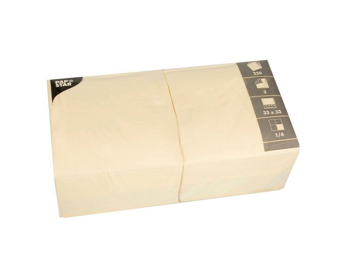 PAPSTAR Papierserviette, (250 St), 3-lagig, 33x33 cm, 1/4-Faltung von PAPSTAR