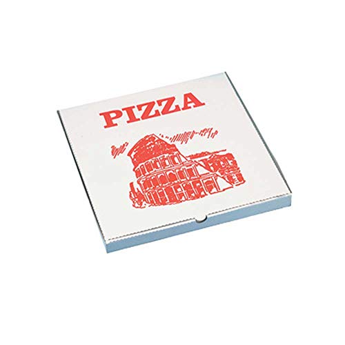 PAPSTAR Pizzakarton eckig, 330 x 330 x 30 mm, weiß/rot, Sie erhalten 1 Packung, Packungsinhalt: 100 Stück von PAPSTAR