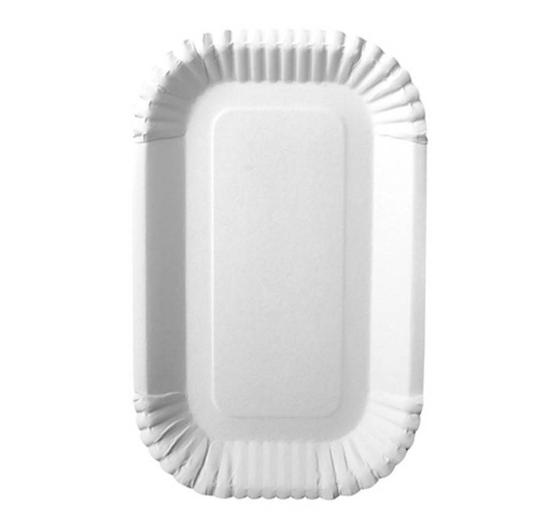 PAPSTAR Schale 100 Schalen, Pappe "pure" eckig 15 cm x 23 cm x 2 cm weiss von PAPSTAR