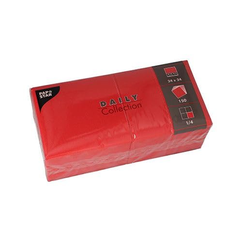 PAPSTAR Servietten Daily Collection 1/4-Falz 24 cm x 24 cm rot 89604 Tissue-Servietten Papier-Servietten, 150 Stück PAPSTAR Servietten Daily Collection 1/4-Falz 24 cm x 24 cm rot 89604 Tissue-Servietten Papier-Servietten, 150 Stück von PAPSTAR