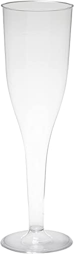 PAPSTAR Stiel-Gläser für Sekt/Sektgläser (20 Stück) aus glaskar gespriztem Kunststoff, Füllinhalt 0.1 l, Durchmesser 5.1 cm, Höhe 17 cm, mit Füllstrich (bei 0.1 l) #12194 von PAPSTAR