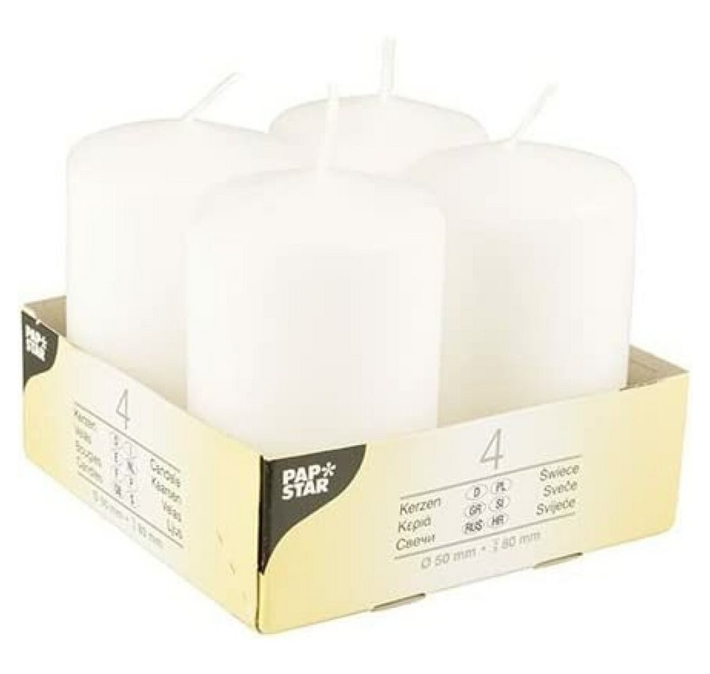 PAPSTAR Stumpenkerze 10483 Cylinder White 4 Pieces ? Candle 80 Mm, 5 Cm, 118 G, 100 Mm, 100 PAPSTAR Stumpenkerze 10483 Cylinder White 4 Pieces ? Candle 80 Mm, 5 Cm, 118 G, 100 Mm, 100 von PAPSTAR