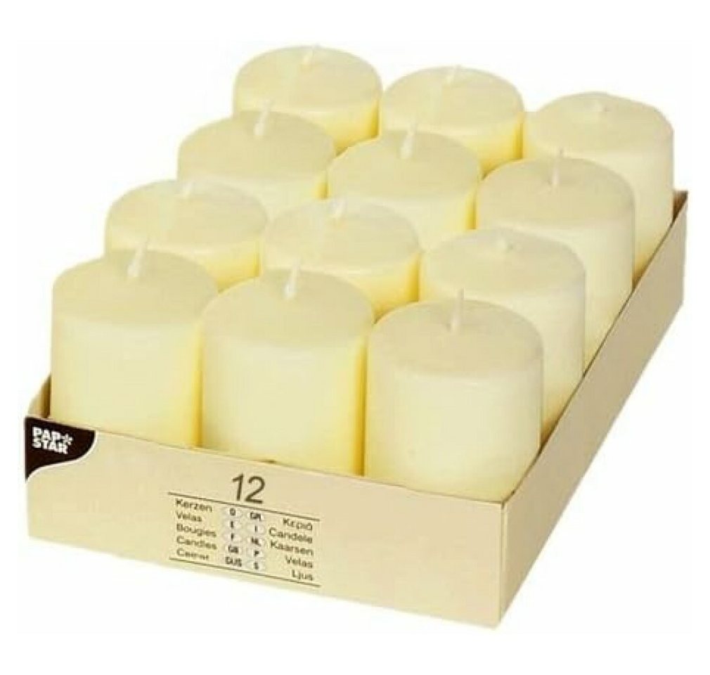 PAPSTAR Stumpenkerze 15360 12 Pillar Candles Diameter 40 X 60 Mm Ivory von PAPSTAR