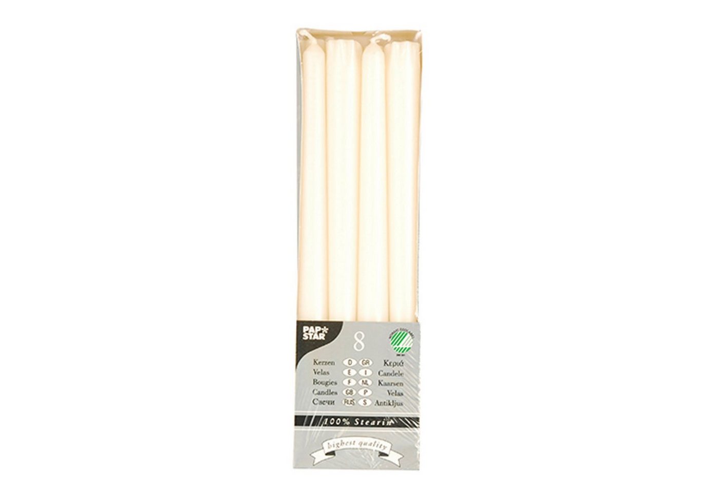 PAPSTAR Stumpenkerze 80 Stück Leuchterkerzen creme Ø 2,2 cm · 25 cm aus 100 % Stearin von PAPSTAR