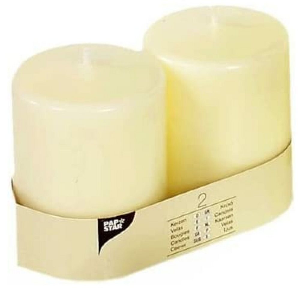 PAPSTAR Stumpenkerze Pillar Candles, Ivory, Ø 80 Mm, L100, With Flat Head, 2 Pieces PAPSTAR Stumpenkerze Pillar Candles, Ivory, Ø 80 Mm, L100, With Flat Head, 2 Pieces von PAPSTAR