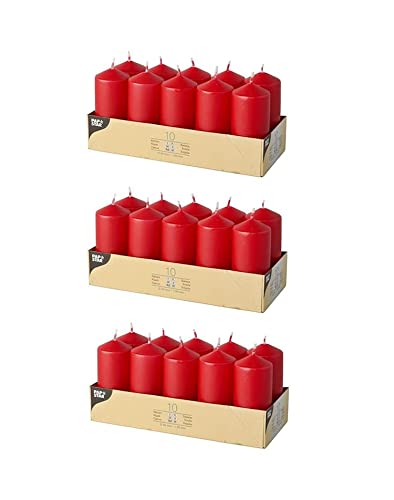 PAPSTAR Stumpenkerzen/Säulenkerze Rot (30 Stück) von PAPSTAR