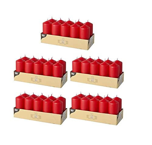 PAPSTAR Stumpenkerzen/Säulenkerze Rot (50 Stück) von PAPSTAR