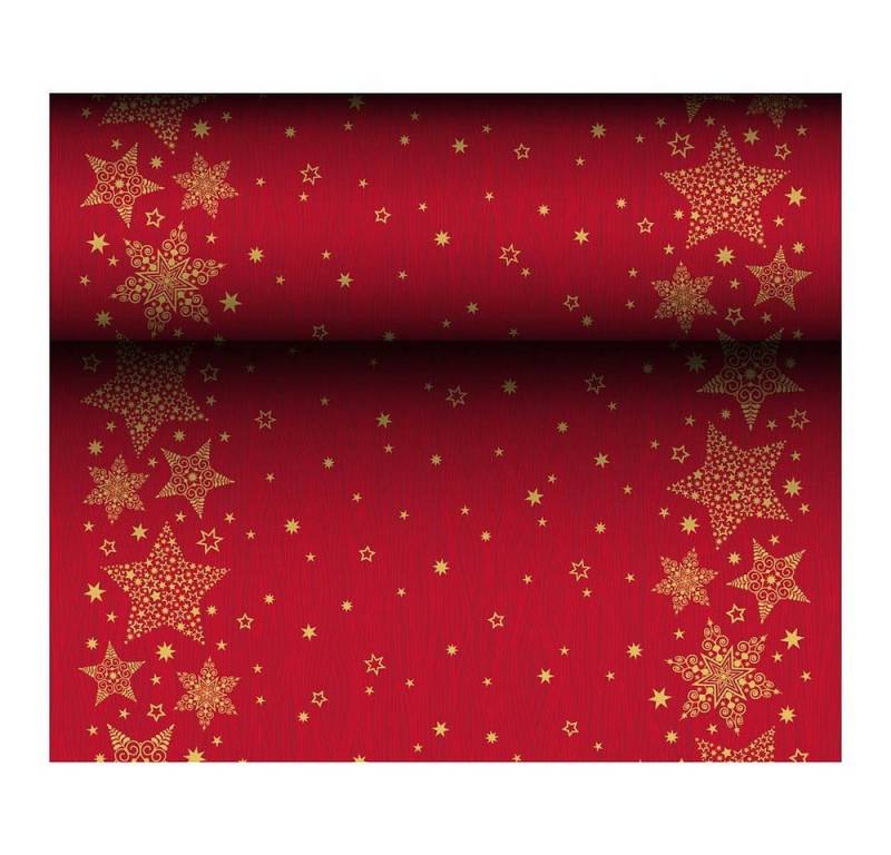 PAPSTAR Tischläufer 24 Meter Tischläufer CHRISTMAS SHINE 40cm - rot, Stoffähnlich von PAPSTAR