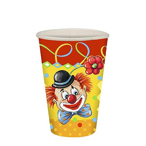 PAPSTAR Trinkbecher, Pappe 0,2 l Ø 7 cm, 9,7 cm Clown 88646 Pappbecher Einwegbecher, 10 Stück von PAPSTAR