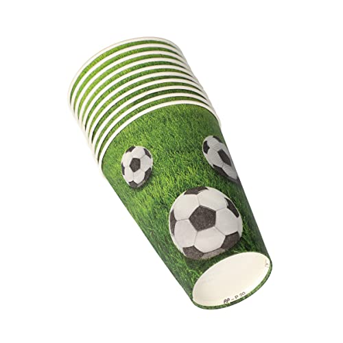 PAPSTAR Trinkbecher, Pappe 0,2 l Ø 7 cm, 9,7 cm Football 88647 Pappbecher Einwegbecher Fußball, 10 Stück von PAPSTAR