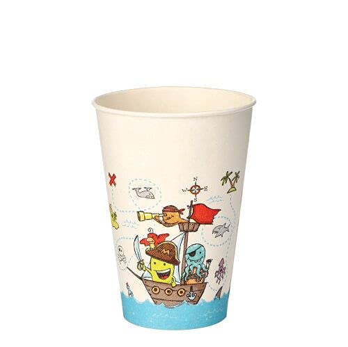 PAPSTAR Trinkbecher, Pappe 0,2 l Ø 7 cm, 9,7 cm Pirate Crew 88494 Pappbecher Einwegbecher Piratencrew, 10 Stück von PAPSTAR