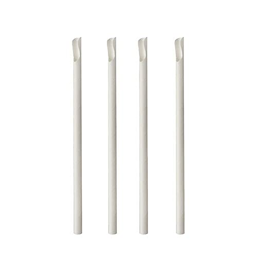PAPSTAR Trinkhalme mit Löffel, Papier Pure Ø 8 mm, 20 cm Weiss 87992 Papiertrinkhalme Papierstrohhalme Shakehalme Löffel-Halme, 100 Stück von PAPSTAR