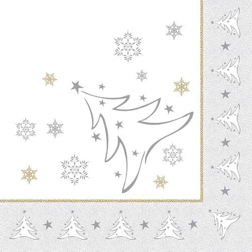 PAPSTAR Weihnachts-Motivservietten 'X-Mas Elegance', silber von PAPSTAR