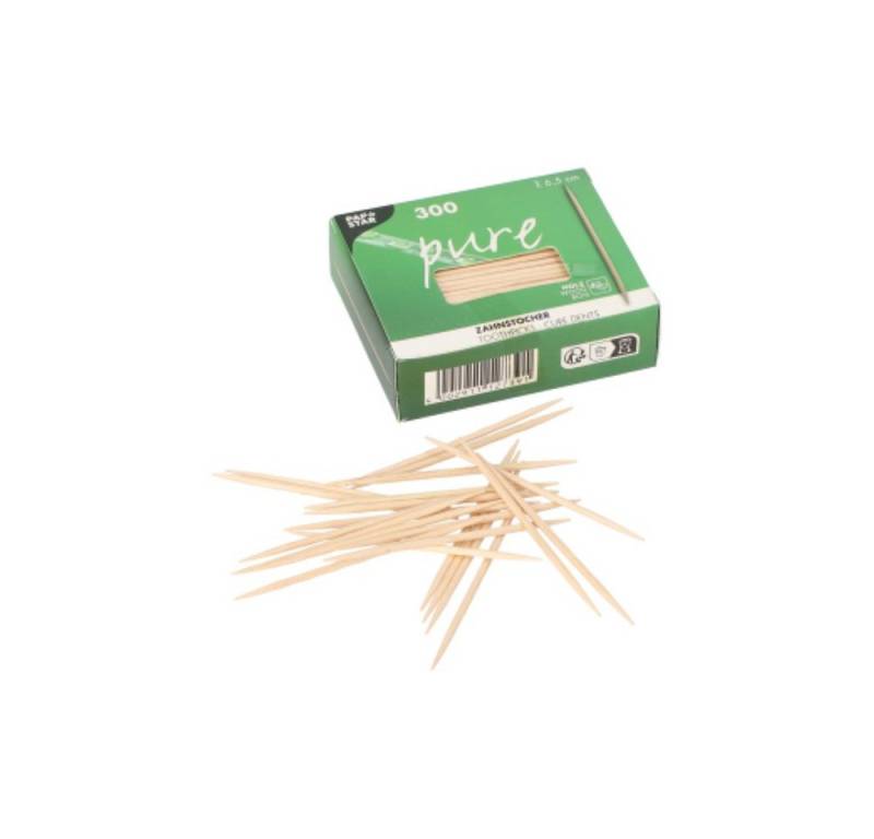 PAPSTAR Zahnstocherspender 300 Zahnstocher, Holz "pure" rund 6,5 cm von PAPSTAR
