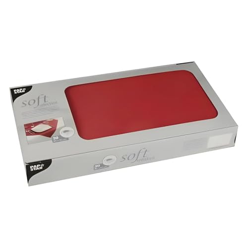 Papstar, 20 Mitteldecken, stoffähnlich, Vlies "soft selection" 80 cm x 80 cm rot, #82328 von PAPSTAR