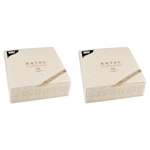 Papstar, 50 Servietten "ROYAL Collection" 1/4-Falz 40 cm x 40 cm champagner "Elegance", 86497 (Packung mit 2) von PAPSTAR