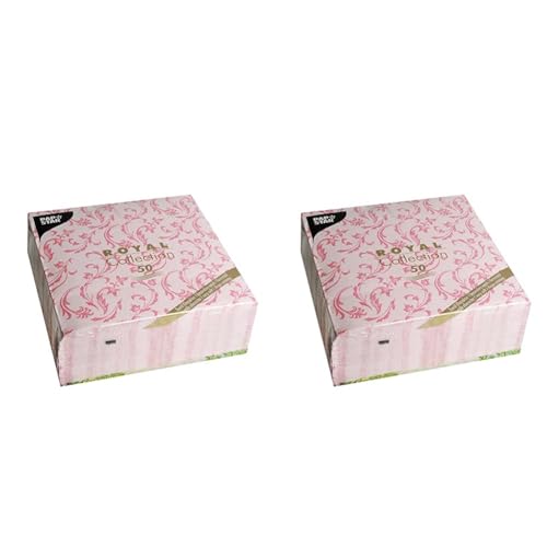 Papstar, 50 Servietten "ROYAL Collection" 1/4-Falz 40 cm x 40 cm fuchsia "Damascato", #85002 (Packung mit 2) von PAPSTAR