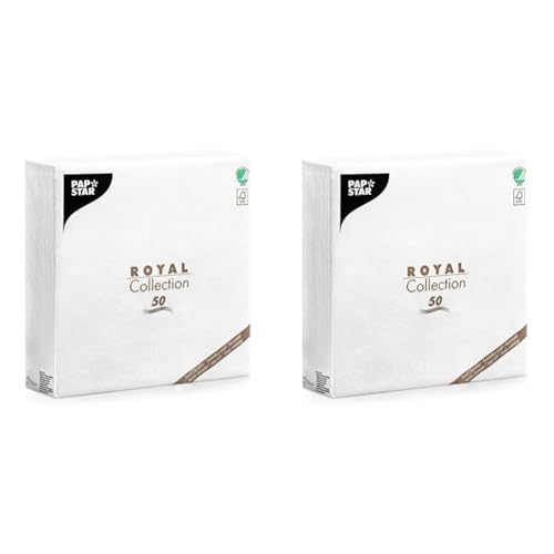 Papstar, 50 Servietten "ROYAL Collection" 1/4-Falz 48 cm x 48 cm weiss, #11577 (Packung mit 2) von PAPSTAR