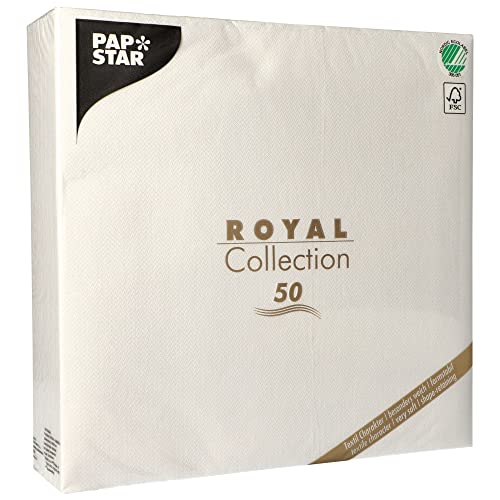 Papstar, 50 Servietten "ROYAL Collection" 1/4-Falz 48 cm x 48 cm weiss, #11577 von PAPSTAR