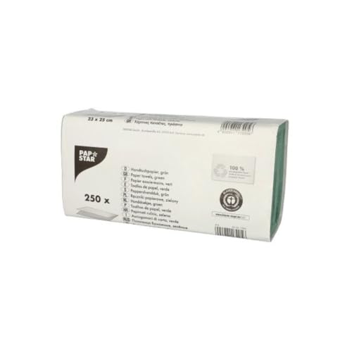 Papstar 1 Karton = 20x250 Blatt Handtuchpapier 23 cm x 25 cm grün Zick-Zack, 1-lagig 17205 von PAPSTAR