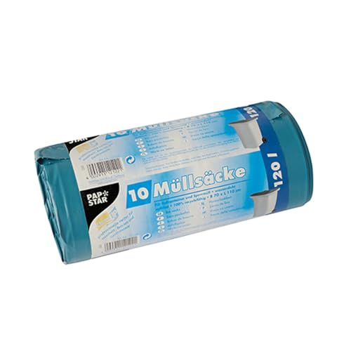 Papstar 1 Karton = 9x10 Müllsäcke, LDPE 120 l 110 cm x 70 cm blau 12122 von PAPSTAR