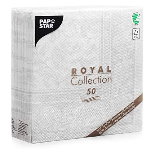 Papstar 11682 50-Servietten "Royal Collection" 1/4-Falz 40 x 40 cm "Ornaments", weiß Papstar 11682 50-Servietten "Royal Collection" 1/4-Falz 40 x 40 cm "Ornaments", weiß von PAPSTAR
