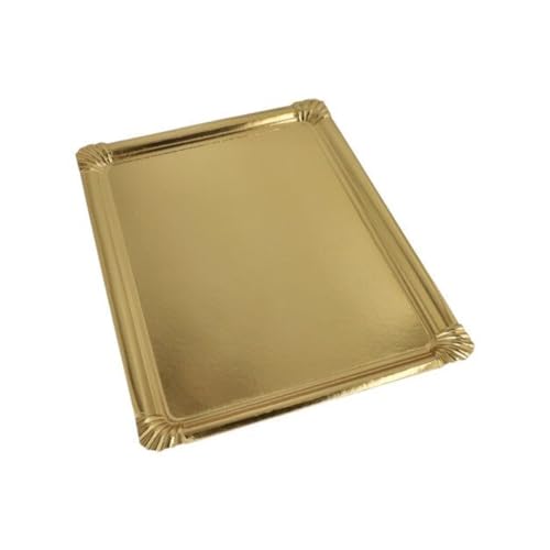 Papstar 5 Servierplatten, Pappe, PET-beschichtet Eckig 34 cm x 45,5 cm Gold von PAPSTAR