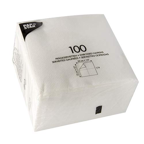Papstar 81451 Tissue Papierserviette, weiß, 1.200 Stück, 17 g/m², 330 mm, 33 cm, 1,9 g von PAPSTAR