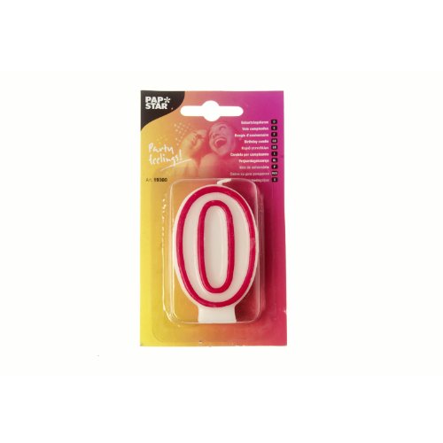 Papstar Birthday Candles 7.3 cm White 0 with Red Edge – Wax Candles (73 mm) von PAPSTAR