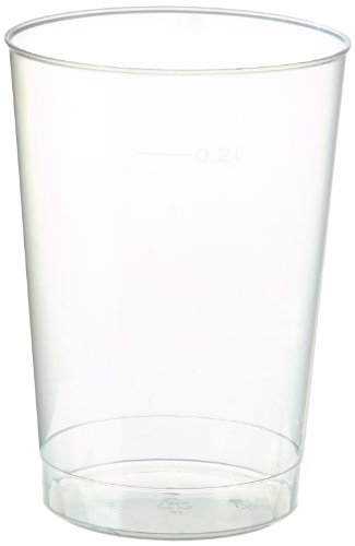 Papstar Plastikbecher / Einwegbecher 0.2 l transparent (40 Stück) Ø 6.8 cm Höhe 9.8 cm aus Polystyrol, stabile, splitterfreie und unzerbrechliche Einwegbecher mit Füllstrich, #16135 von PAPSTAR