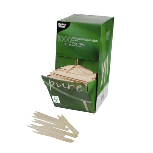 Papstar Pommes-Frites Gabeln Holz Pure 6x 1000 Stück von PAPSTAR