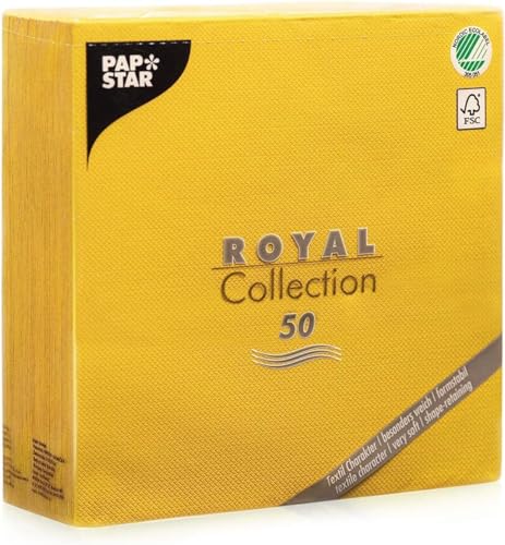 Papstar "ROYAL Collection" 1/4-Falz 40 cm x 40 cm gelb, #11609, 1 X 50er Pack von PAPSTAR