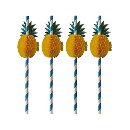 Papstar Trinkhalme, Papier Ø 6 mm, 20 cm blau/weiss "Pineapple" 87780 Papiertrinkhalme Papierstrohhalme Ananas, 500 Stück von PAPSTAR