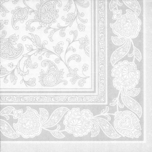 Premium Servietten "ROYAL Collection" 1/4-Falz 40 cm x 40 cm weiss "Ornaments" für Hochzeitsfeier. Menge: 100 St von PAPSTAR