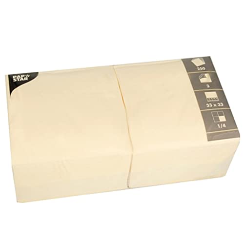 Servietten, 3-lagig 1/4-Falz 33 cm x 33 cm creme für jede Party und Feier. Menge: 250 St von PAPSTAR