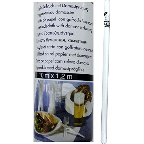 Unbekannt 10 m Tischdecken mit Damastprägung 10 m x 1,2 m Weiss Tischtuch Tischläufer Unbekannt 10 m Tischdecken mit Damastprägung 10 m x 1,2 m Weiss Tischtuch Tischläufer von PAPSTAR