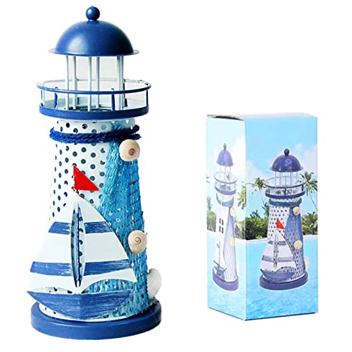 Teelichthalter in Leuchtturmform,Leuchtturm Windlicht aus Metall,Weihnachten Tischdeko Kerzenhalter,18 cm hoch von PAPU
