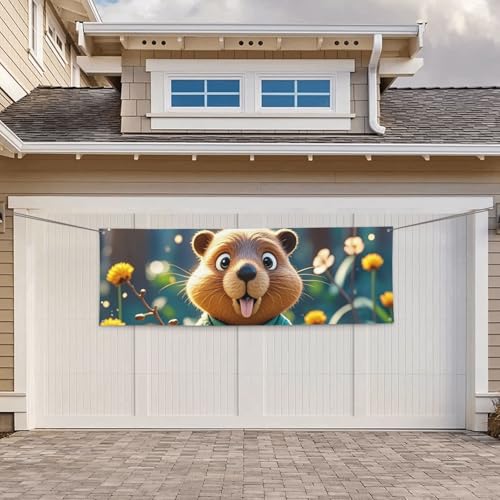 Banner für drinnen und draußen, personalisierbar, Cartoon, animierte Biber-Banner, Partyschilder, wiederverwendbar, leeres Schild, 300D-Polyester, Dekoration, Banner für Party-Dekoration von PAQOLSMCKR