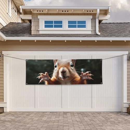 Banner für drinnen und draußen, personalisierbar, Eichhörnchen, lustige Tierbanner, Partyschilder, wiederverwendbar, leeres Schild, 300D Polyester, Dekoration, Banner für Party-Dekoration von PAQOLSMCKR