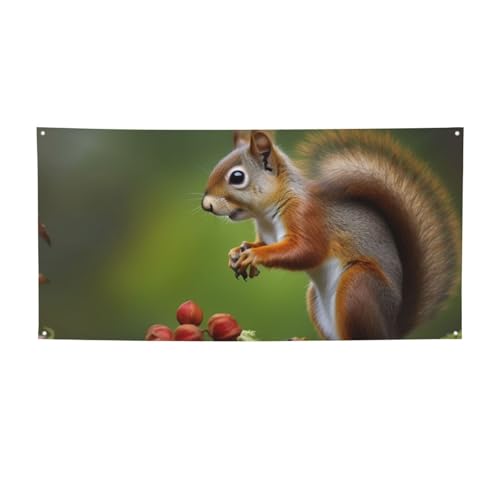 Banner für drinnen und draußen, personalisierbar, Eichhörnchen-Banner, Partyschilder, wiederverwendbar, blanko, 300D-Polyester, Dekoration, Banner für Party-Dekoration von PAQOLSMCKR